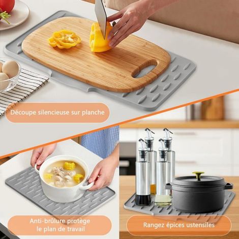 Tapis égouttoir vaisselle silicone - 1 pièce, résistant chaleur, incliné, drainage efficace - Antidérapant - Convient po Étiquette (1/5)