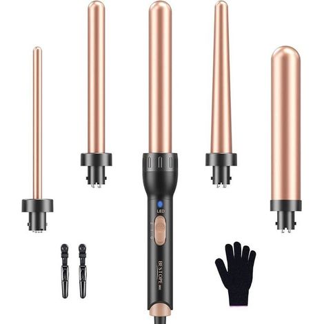 1 boucleur cheveux 5 en 1, cylindres céramique 9-32 mm, bigoudis chauffants pour boucles serrées ou volumineuses, idéal cheveux fins ou épais (1/5)