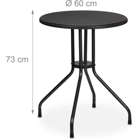 Tavolo da giardino rotondo per 4 persone 73 x 60 cm design moderno ed elegante in plastica nera 130015775