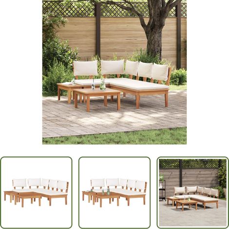vidaXL Teaksofa -  Gartensofa-set 4 pcs Braun und Creme (1/5)