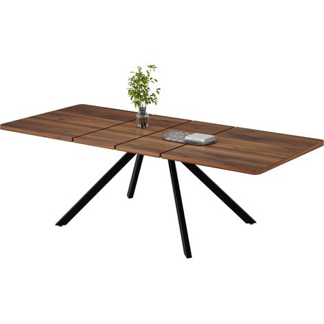 Mesa de Comedor Extensible para 6 a 10 Personas con 3 Longitudes, Estilo Moderno, para Comedor o Cocina, MDF, Nogal (1/5)
