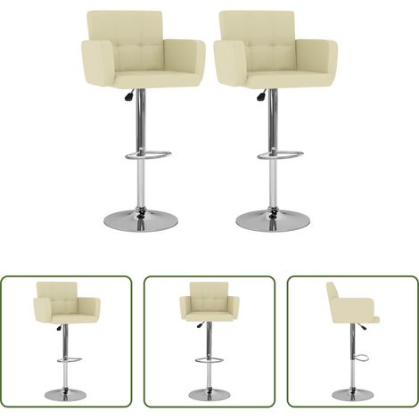 Barhocker Set - Barhocker 2 Stk. Creme Kunstleder (1/5)