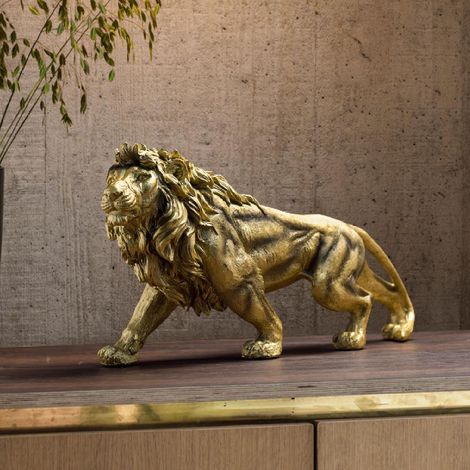 Estatua moderna de león, escultura artesanal de poliresina, figura decorativa para el hogar o la oficina, dimensiones: 37 x 9 x 18 cm, pieza única. (1/5)