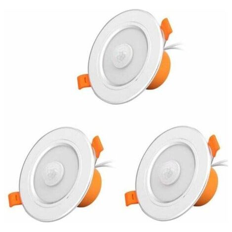 BUNTHAUS Plafonnier LED avec capteur de mouvement – Aluminium, blanc, 5W, 7W, 9W – Détection jusqu'à 6m – Lot de 3 pièces (1/5)