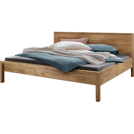 Bett 140x200 cm mit Holzkopfteil, Eiche massiv AVELLINO-137 (1/4)