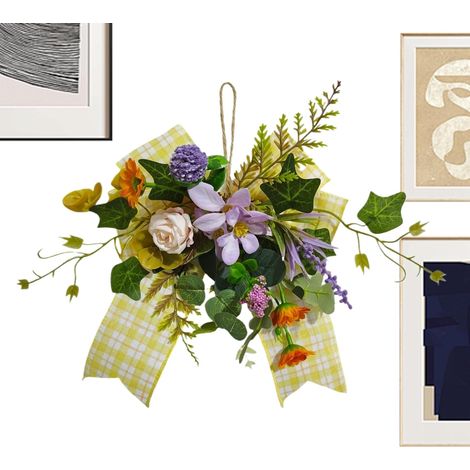 Couronnes d'intérieur pour décoration de la Maison Décoration champêtre Couronne de fleurs artificielles pour porte d'entrée pour une utilisation en intérieur, extérieur, (1/5)