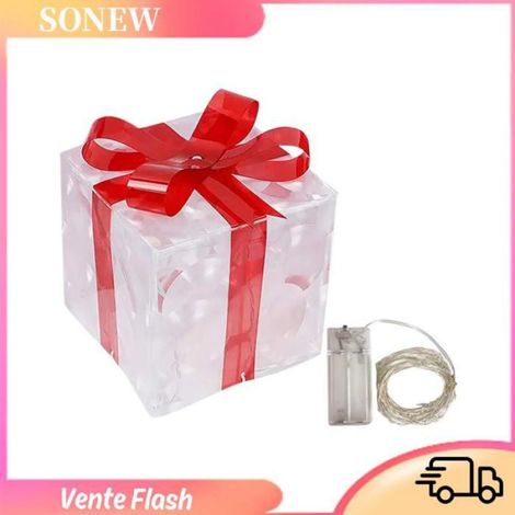 Boîte À Cadeaux Éclairée - 15 X 15 Cm - Plastique - Pour Décoration Intérieure Cheminée Murale - 1 Pièce (1/5)