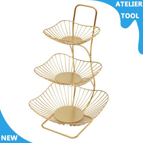ATELIER 3-Tiers Fruit Plates Rack inoxydable fer bonbons panier stand décoration de comptoir (1/5)