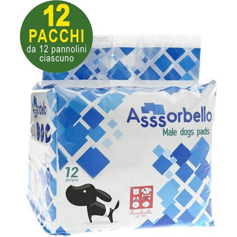 144 Pannolini a fascia per cani maschi extra small 20-27 cm - 12 pacchi da 12 pezzi cad
