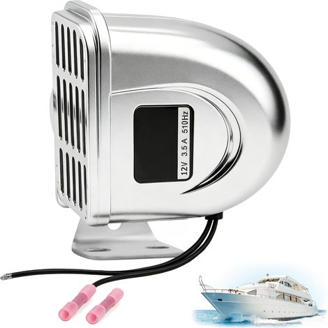 Corne marine 12 V - 118 dB - Klaxon de signal marin - Étanche - En acier inoxydable - Pour bateaux, yachts, camping-cars, camions - Argenté (1/5)