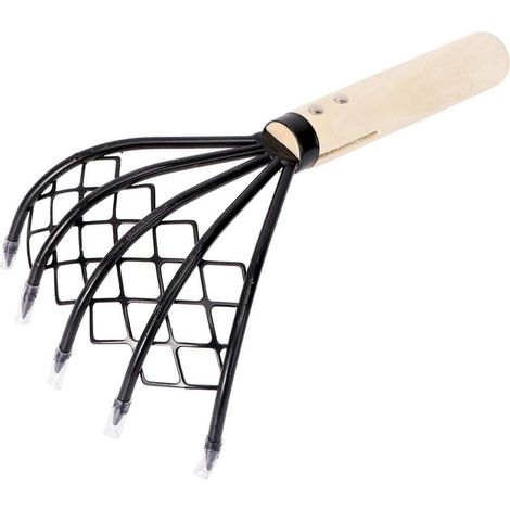 Râteau à griffes Ninja 5 dents avec manche en bois et buse - 26 cm - 1 pièce (1/5)