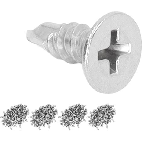 Lot de 200 vis à bois autoforeuses tête fraisée cruciformes inox 13mm, kit fixation M4.8-16, quincaillerie résistante. (1/5)