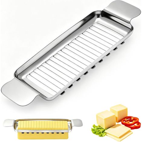 Trancheur à beurre et à fromage  acier inoxydable compatible lave-vaisselle  coupe-fil pour beurre, fromage à pâte molle, œufs, tofu, fruits et charcuterie  poignée ergonomique  facile à nettoyer.