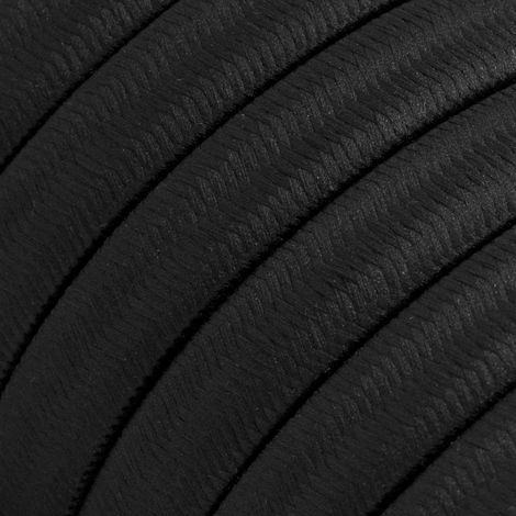 Creative-Cables, Cavo elettrico piatto per catenaria, 25 m, Nero CM04, Rivestito in tessuto effetto seta, UV resistente