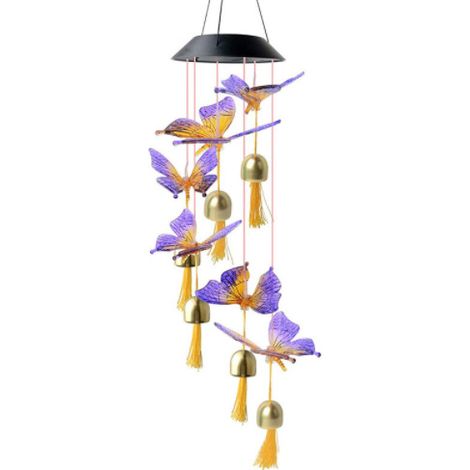 Carillons éoliens LED avec cloche, lampe solaire étanche conforme à la norme IP65, luminaire décoratif idéal pour un jardin, (1/5)