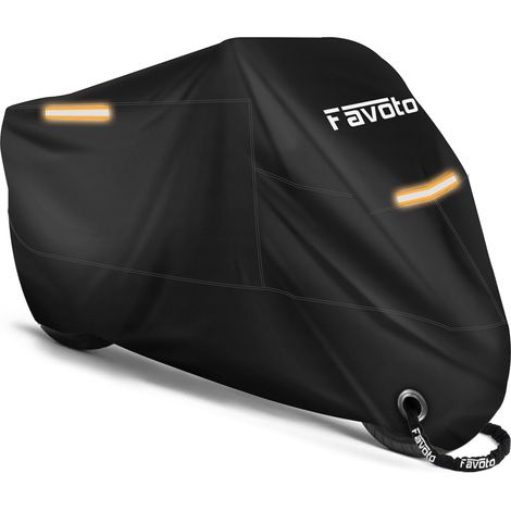 Favoto Housse Protective Moto Couverture Polyester 210T Matériaux auxiliaires réparateurs, élégant, élégant, Poussière/Neige/Pluie, au Vent, Soleil Moto Scooter Custom, 265x105x125cm XXXL (1/2)