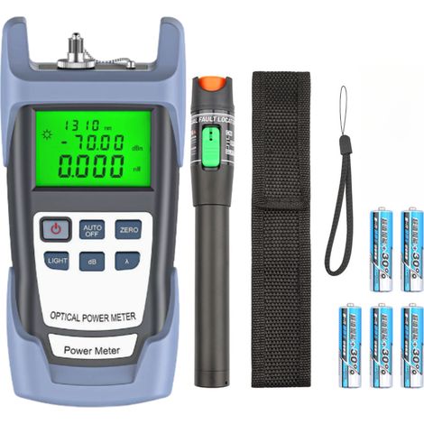 Kit de herramientas para fibra óptica, comprobador de potencia óptica portátil de 30 mW, lápiz de luz roja, localizador visual de fallos. (1/5)