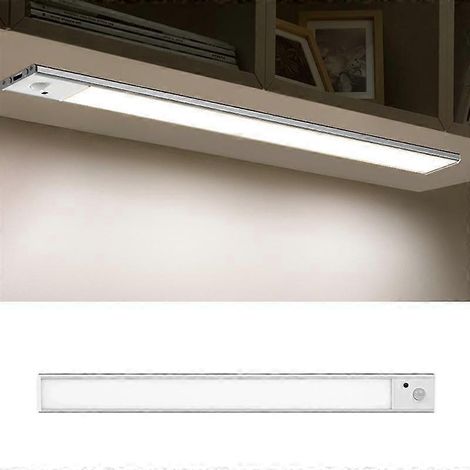 Barre lumineuse rechargeable à détecteur de mouvement pour armoire/penderie avec télécommande - 40 cm argent (1/4)