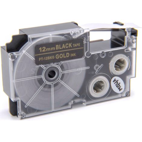 vhbw Label Tape compatible with Casio KL-G2, KL-750E, KL-780, KL-820, KL-8100, KL-8200, KL-C500 Label Printer 12mm Gold on Black