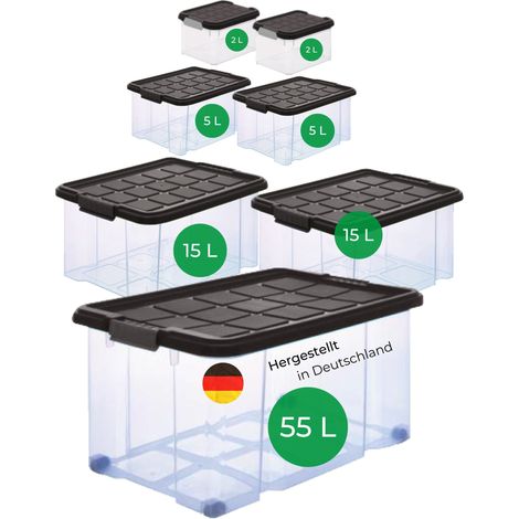 Novatool Aufbewahrungsbox Aufbewahrungsbox mit Deckel 1x55 L + 2x 15L + 2x 5L + 2x 2L (1/5)