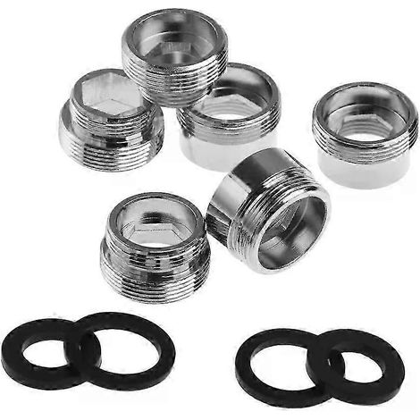 Adaptateur d'aérateur de robinet en métal, filetage extérieur et intérieur, pour robinet de cuisine, compatible avec les diamètres 16/18/20/22/24/28 mm à 22 mm, avec joint - JXLGV (1/5)