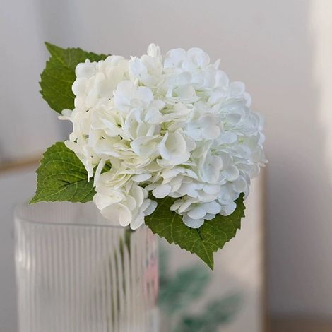 Hydrangea Artificielle - Tige 41,5 cm - Fleur en Plastique Résistant aux UV - Pour Centre de Table Mariage Décoration Intérieure Extérieure - Lot de 3 (1/5)