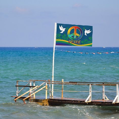 Große Friedensflagge aus Polyester (90 x 150 cm), ideal als Dekoration für Haus und Garten, für Partys und als Geschenk. (1/5)