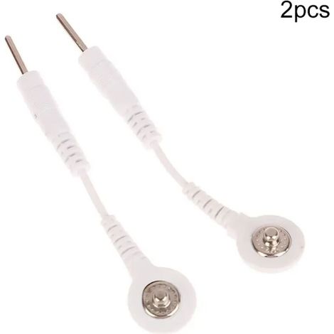 Lot de 2 câbles de connexion pour électrodes, connecteur mâle 2,0 mm, connecteur à pression 3,5 mm, utilisés pour appareils de massage TENS/EMS 05634-AquaForge