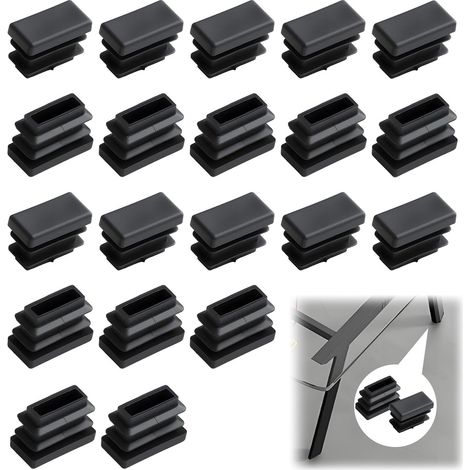 20 Bouchons de Tube carré de 10 mm, 20 Embouts de Pieds de Chaise en Plastique Noir, Embouts de Meubles, Protection de Pieds de Chaise, Bouchons pour Meubles (1/5)