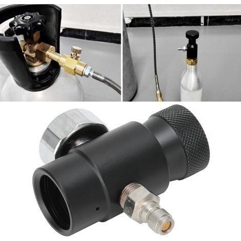 Verstellbarer CO2-Fülladapter mit 8-mm-Außengewinde, ASA-3000-psi-Manometer, schwarz (1/5)