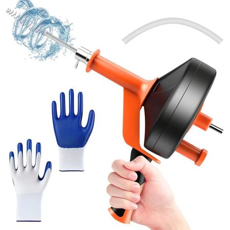 Spirale de nettoyage de canalisations [10 m] avec perceuse, gants et brosse de nettoyage, spirale de nettoyage de canalisations Compatible avec le nettoyage des canalisations, convient à la cuisine, à (1/5)