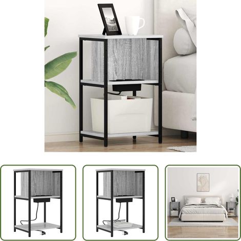 vidaXL Commode bois - Cabinet de chevet Gris Sonoma 38 x 31 x 61 cm Bois d'ingénierie (1/5)