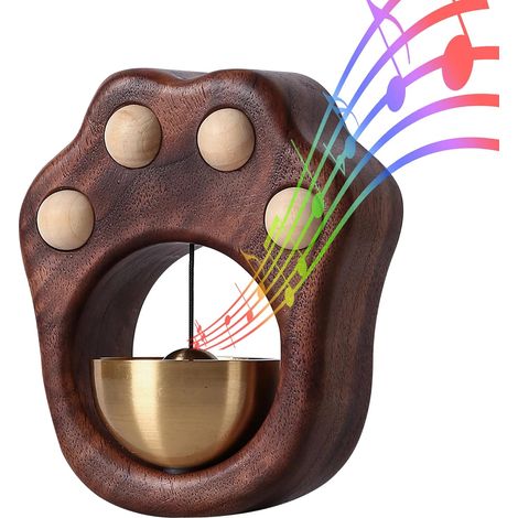 Campanello magnetico in legno con decorazione a zampa di gatto. (1/3)
