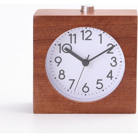Horloge analogique silencieuse en bois, sans tic-tac, avec veilleuse rétroéclairée, fonctionne à piles, facile à utiliser XXW (1/4)