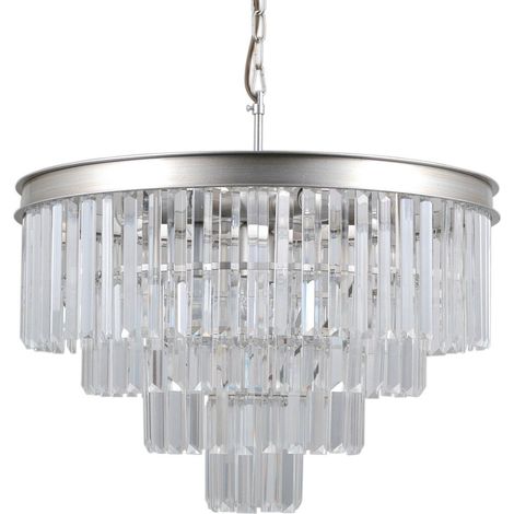 Italux Verdes - Suspension à 8 lumières en argent avec abat-jour en cristal, E14 (1/3)