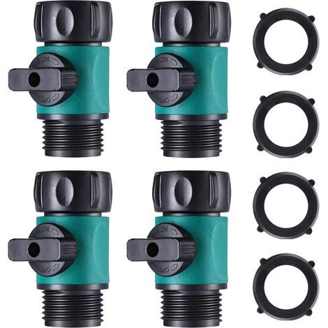 Hydrogarden Soupape d'arrêt en ABS pour Tuyau d'arrosage, 3/4 ''Adaptateur de Tuyau d'arrêt pour Robinet à tournant sphérique à Filetage(4 Pack) (1/3)