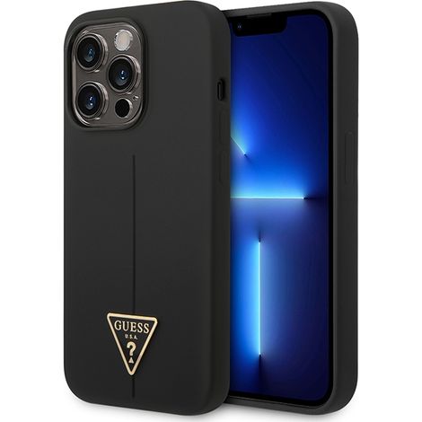 Funda rígida de silicona triangular Guess GUHCP14XSLTGK para iPhone 14 Pro Max 6,7, color negro/negro. (1/5)