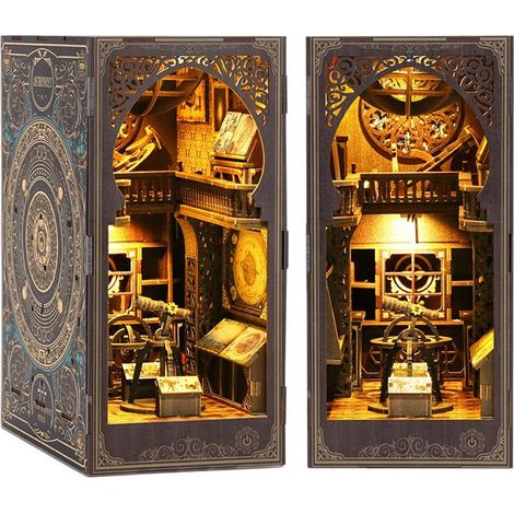 Serre-livres en bois à monter soi-même, puzzle 3D, musée astronomique, décoration de coin lecture à assembler à la main (1/4)