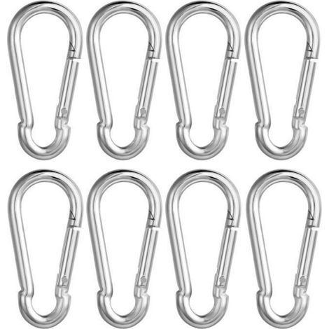 Mousqueton - Acier Galvanisé - Charge Maximale 300 Kg - Pour Camping Randonnée Pêche Voile - Lot De 8 (1/5)