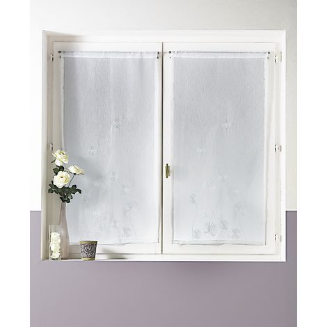 Paire de voilages brodés à motifs floraux Taupe 60x120 cm