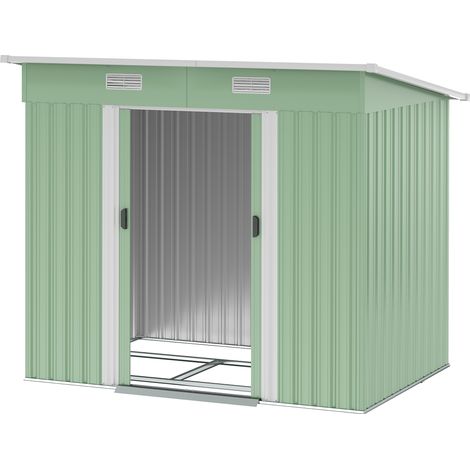 Abri de jardin métallique vert 2,3 m² 207 x 130 x 182 cm toit pentu fenêtre
