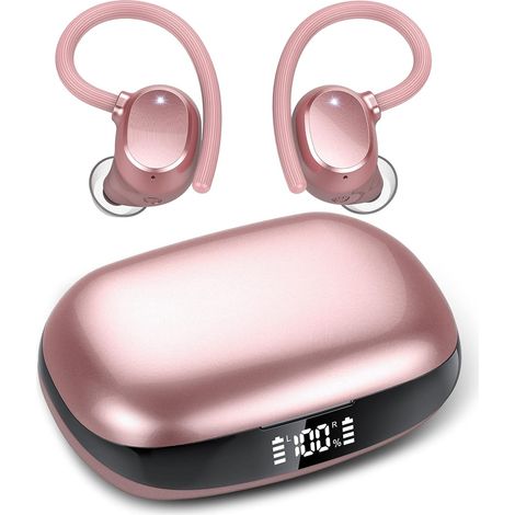 Casque Bluetooth intra-auriculaire antibruit Q61 avec affichage numérique et qualité sportive étancheOr rose (1/5)
