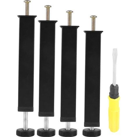 Pied de Lit 25 cm à Visser 4 Pcs Pied Sommier à Lattes Réglable Pieds Metallique Noir Métal Support de Lit Pied de Meuble (1/5)