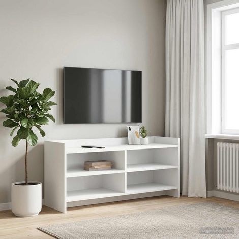 vidaXL Meuble TV 100 x 33 x 47 cm Blanc Bois d'ingénierie (1/5)