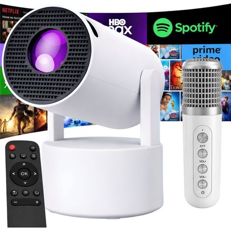 Filiyano-Vidéoprojecteur LED Android TV 11 WiFi BT, HD 720p, 130 pouces, microphone (1/5)