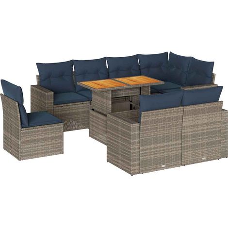 Maison Exclusive - Set de sofás de jardín con cojines 9 pzas ratá (1/5)