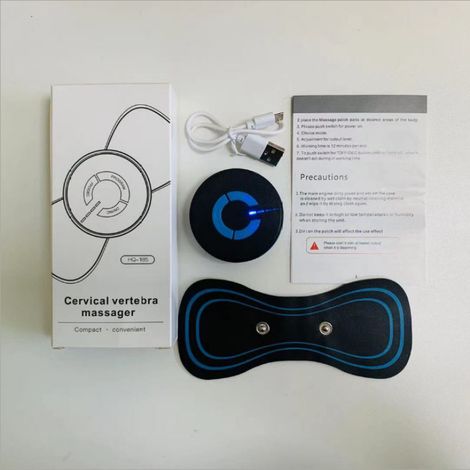 Nouveau mini masseur de cou électrique portable intelligent EMS pour les épaules et la nuque, 185 autocollants de massage cervical rechargeables (1/5)