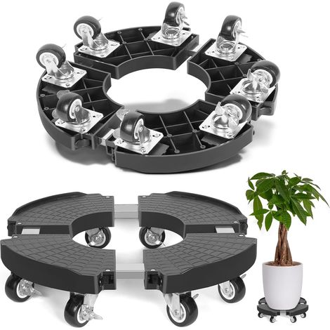 Porte Plante a roulettes, Support Plante avec 8 roulettes, Supports de Pots de Fleurs à roulettes Réglable 38-58CM, Capacité de 200KG, Porte Plante Robuste pour Extérieur à Intérieur (1/5)