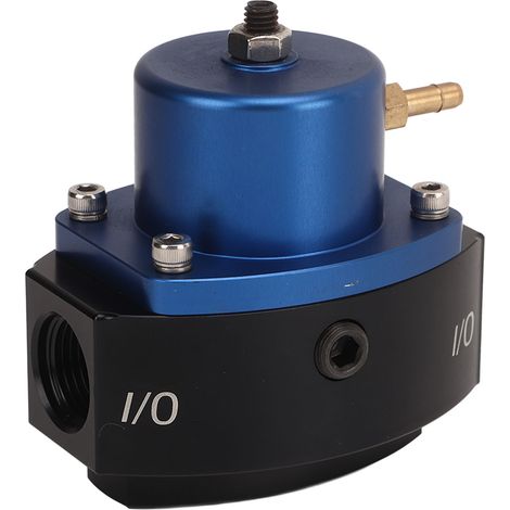 Régulateur de pression de carburant 15-65 Psi 1/8in NPT 8AN entrée sortie noir anodisé 12-846 pour système de carburant bleu (1/5)