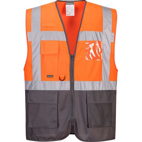 Gilet Executive Warsaw Couleur : Orange/gris Taille M - Portwest